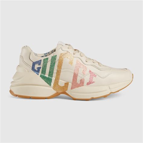 white tennis runners gucci|Gucci rhyton glitter.